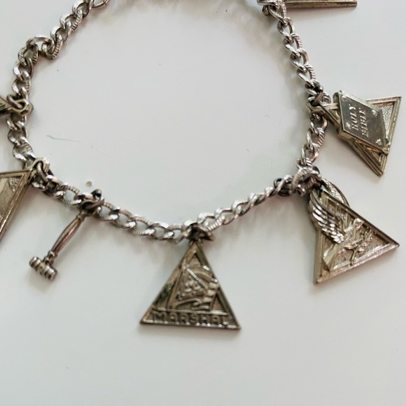 Sterling Silver Charlas Bracelet - Sorority - Pyramids - Vintage - Picture 9 of 13